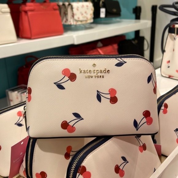Kate Spade Dancing Cherrie Small Cosmetic Case Cream Multi - Picture 9 of 16